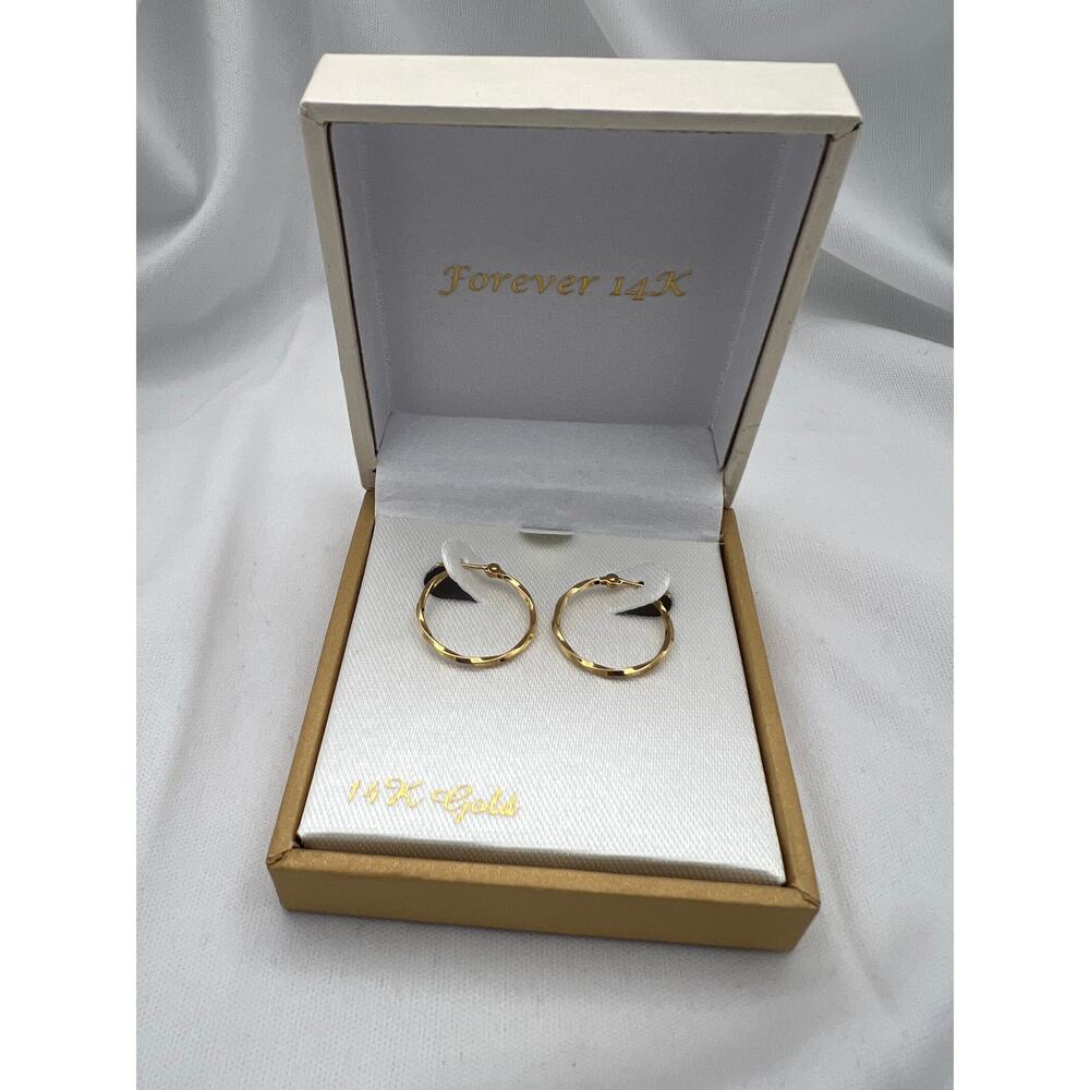 14K Yellow Gold Twisted Hoop Earrings – Forever 14K